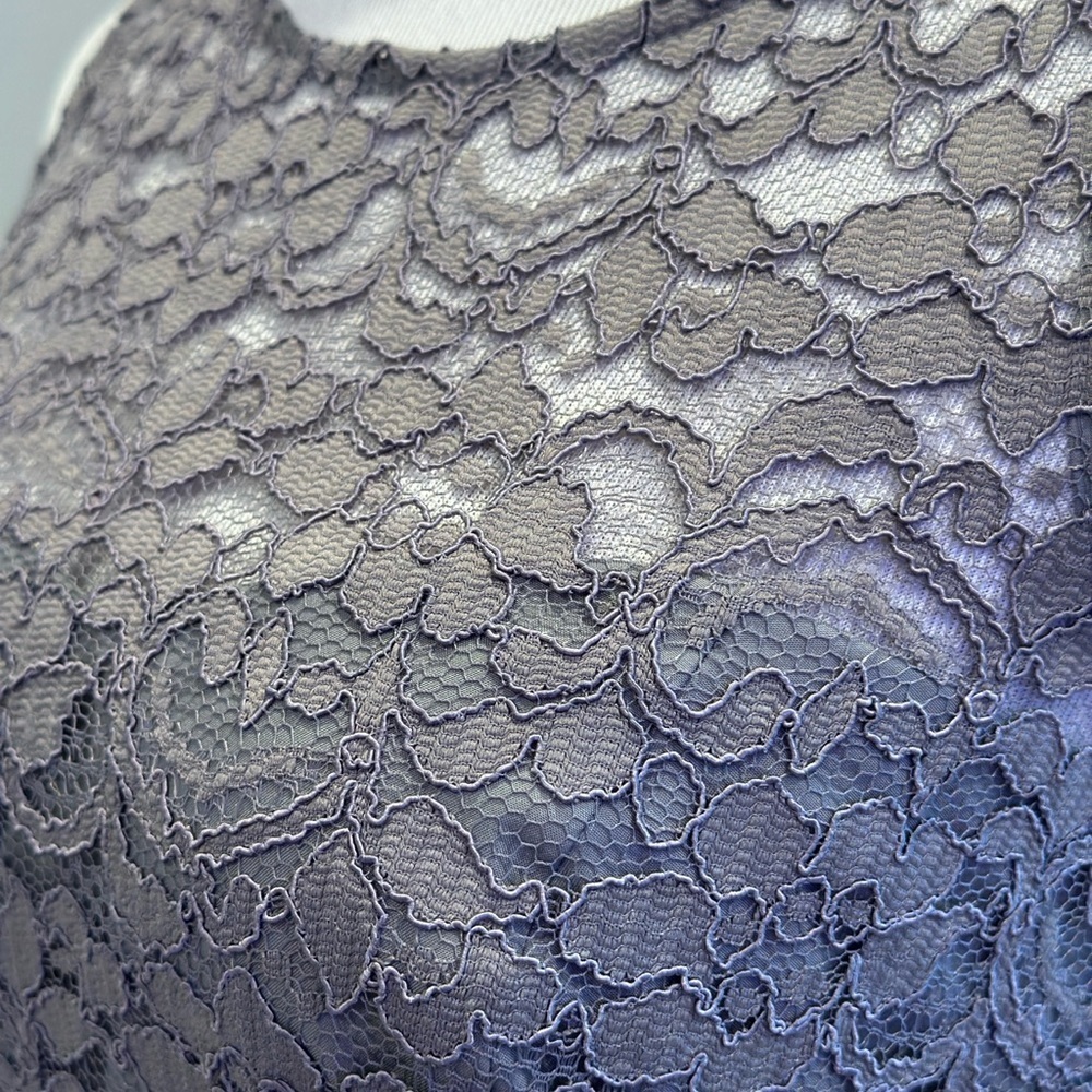 David's Bridal Dusty Grey Lace Midi Dress - Picture 4 of 8